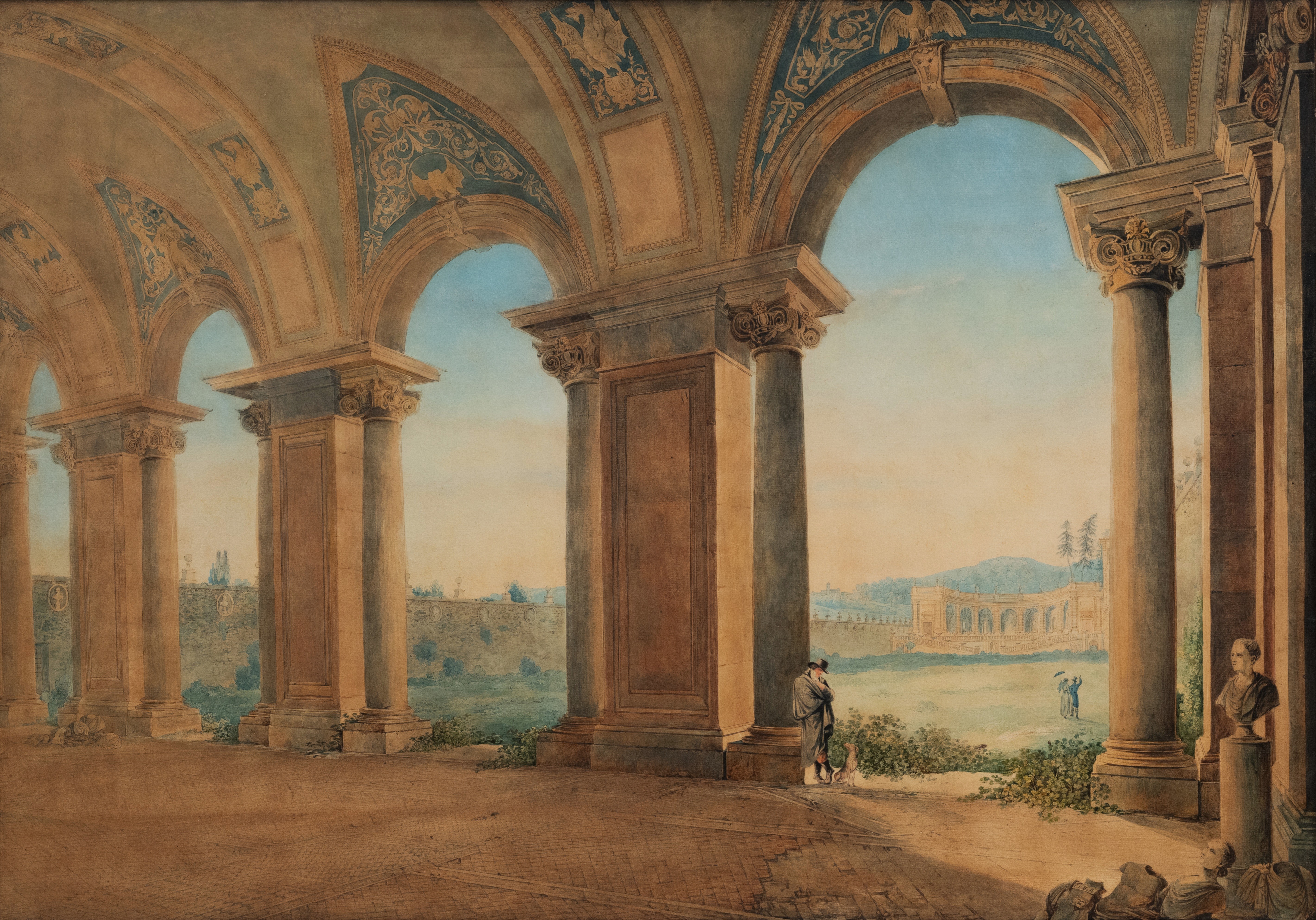 Abraham-Louis Ducros, Vue depuis le portique de la villa Mondragone à Frascati, vers 1780–1790